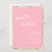 Sweet 16 Modern Script Gold Blush Pink Birthday Invitation (Front)