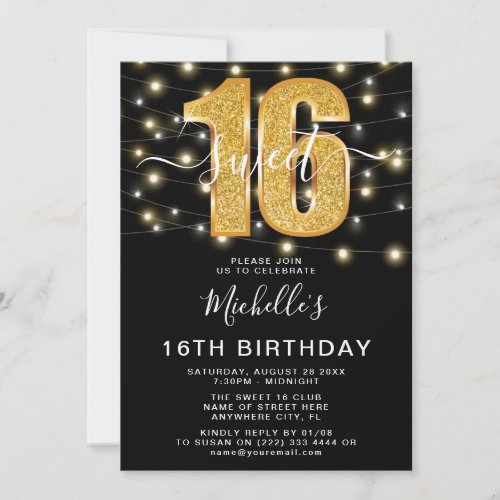 Sweet 16 Modern Sixteen Birthday Party Photo Inv Invitation