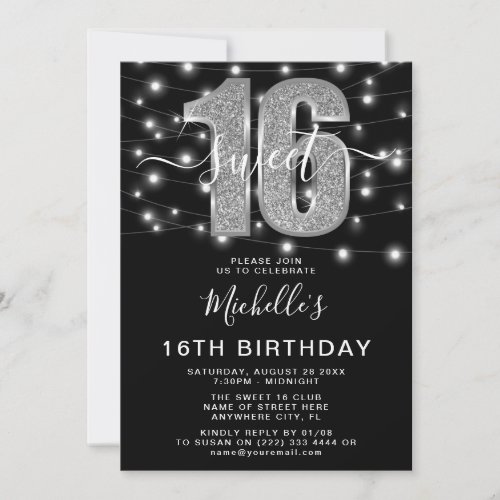Sweet 16 Modern Sixteen Birthday Party Photo Invitation