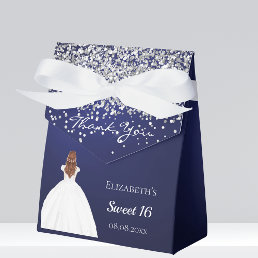 Sweet 16 navy blue white dress party favor boxes