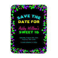 Sweet 16 Neon Glow Confetti Save the Date