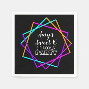 Sweet 16 Neon Glow In The Dark Bars Birthday   Napkins
