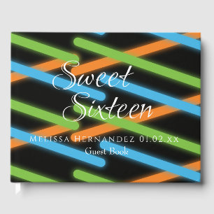 Sweet 16 Neon Glow In The Dark Laser Geometric Guest Book