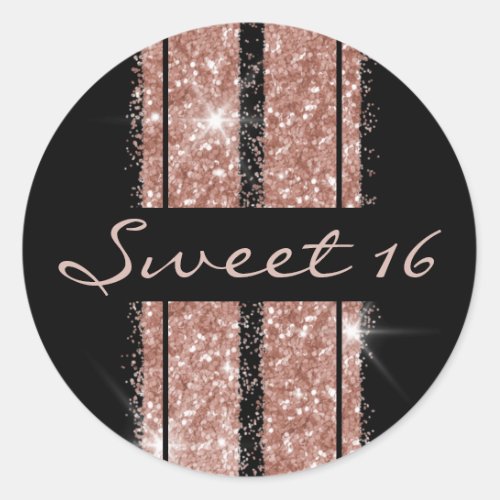 Sweet 16 New Driver Pink Glitter Tire Tracks Classic Round Sticker