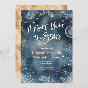 Sweet 16 Night under stars floral Party Invitation