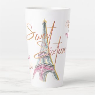 Sweet 16 Ooh La La Paris Eiffel Tower Personalized Latte Mug