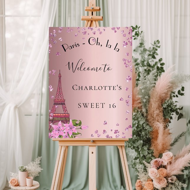 Sweet 16 Paris blush pink eiffel tower welcome Foam Board (Creator Uploaded)