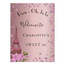 Sweet 16 Paris blush pink eiffel tower welcome Poster
