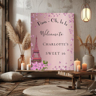 Sweet 16 Paris blush pink eiffel tower welcome Poster
