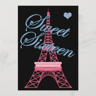 Sweet 16 Paris Eiffel Tower Birthday Invitation