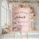 Sweet 16 Paris eiffel tower rose gold welcome Foam Board<br><div class="desc">A modern,  stylish and glamorous welcome board for a Sweet 16,  16th birthday party,  parisian theme.  A rose gold gradient background with the Eiffel tower with some flowers and faux sparkles.  Personalize and add a name.
Back: no design</div>
