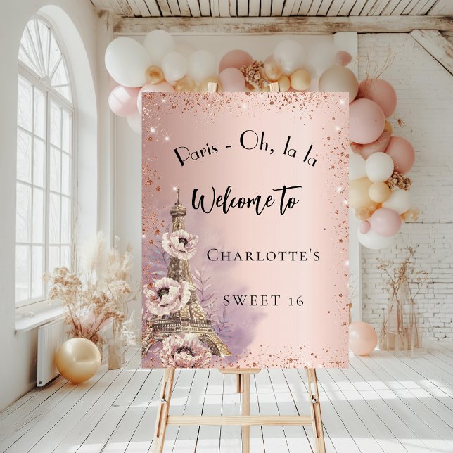 Sweet 16 Paris eiffel tower rose gold welcome Foam Board (Creator Uploaded)