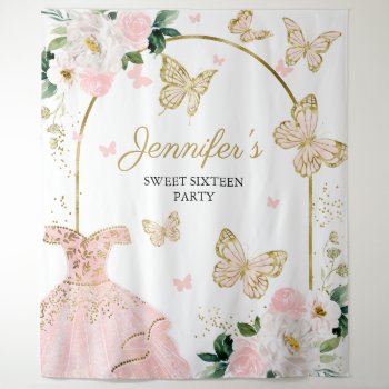 Sweet 16 Party Backdrop - Butterfly Floral Dress by StampsbyMargherita at Zazzle