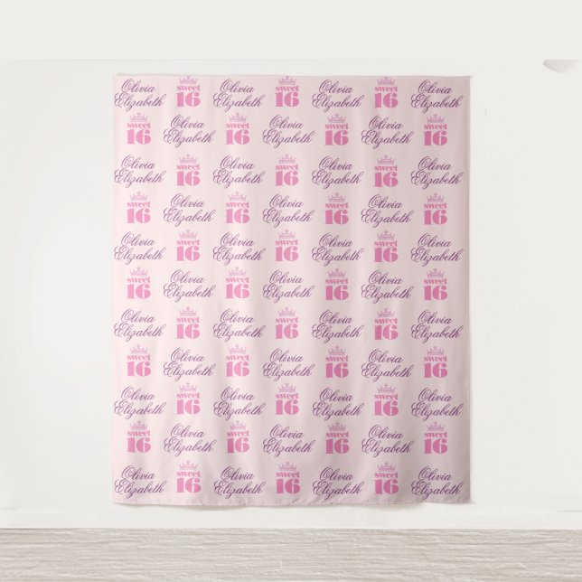 Sweet 16 Party Backdrop Step and Repeat (Front)