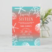 Sweet 16 Party Beach Coral Reef Starfish Invitation (Standing Front)