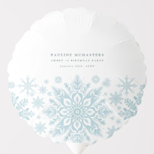 Sweet 16 Party Blue White Snowflake Custom Balloon
