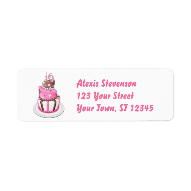 Sweet 16 Party Cake Label (Front)