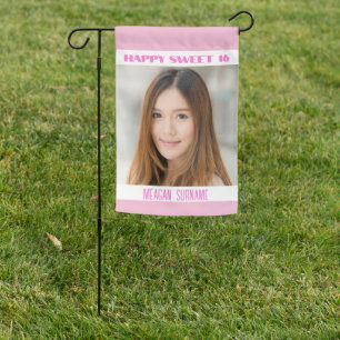 Sweet 16 Party custom photo  Garden Flag