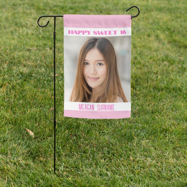 Sweet 16 Party custom photo  Garden Flag (In SItu)