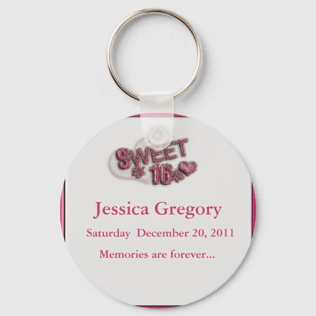 Sweet 16 Party Favors Keychain (Front)