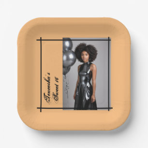sweet 16 party paper napkin peach black  plates