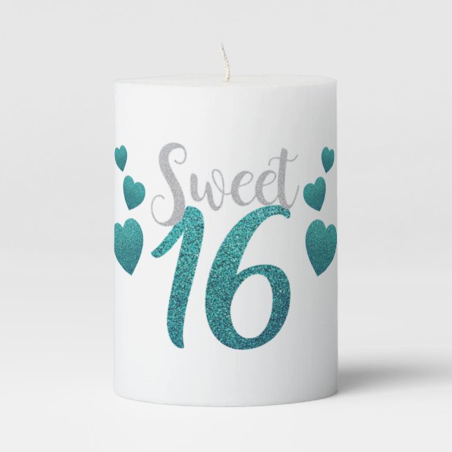 Sweet 16 Party Pillar Candle (Front)