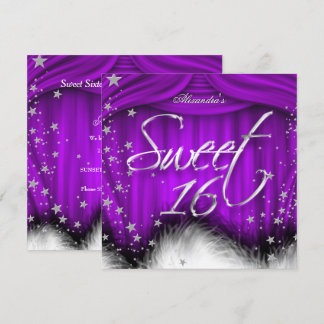 Sweet 16 Party Purple Feathers 16th Birthday Invitation