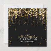 Sweet 16 Party "Save The Date" Gold String Lights Invitation (Back)