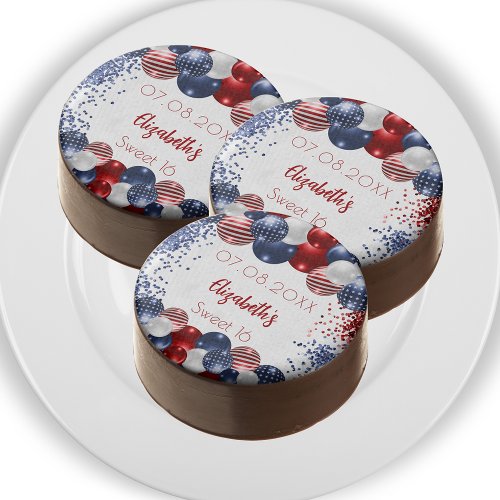 Sweet 16 patriotic USA red white blue flag  Chocolate Covered Oreo