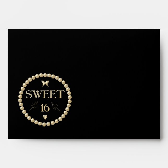 Sweet 16 - Pearls on black "velvet" Envelope (Front)