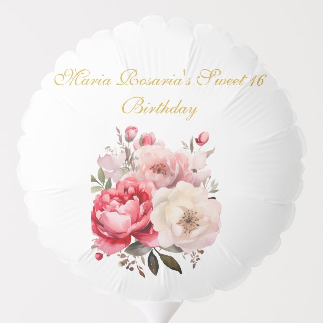 Sweet 16  Personalized Floral Balloon (Back)