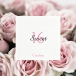 Sweet 16 Personalized  Napkins<br><div class="desc">Sweet 16 Personalized Napkin.  Pink and black text.</div>
