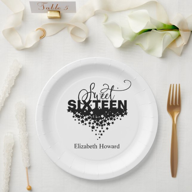 Sweet 16 Personalized Paper Plates (Wedding)