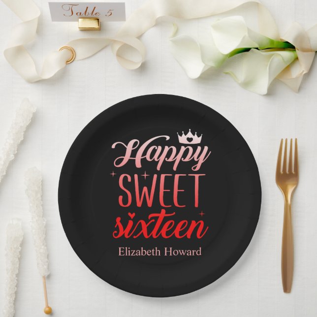 Sweet 16 Personalized Paper Plates (Wedding)