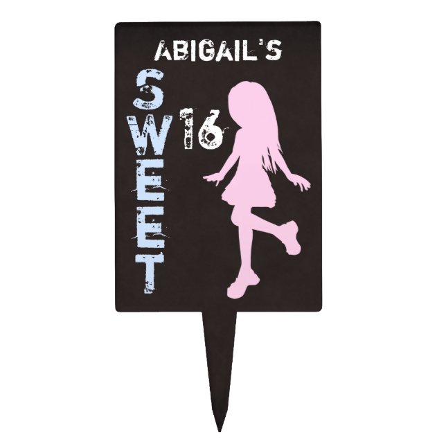 Sweet 16 Personalized Silhouette Cake Topper (Front)