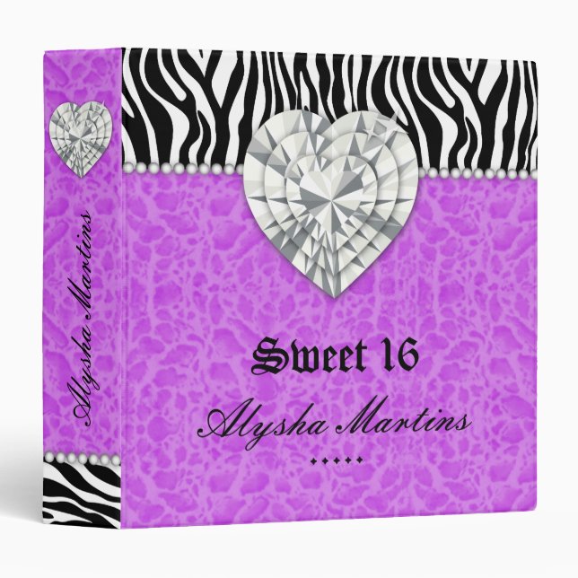 Sweet 16 Photo Album leopard Lace Heart Diamond Pu Binder (Front/Spine)