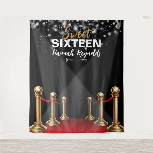Sweet 16 Photo Backdrop - Hollywood Red Carpet (Front)