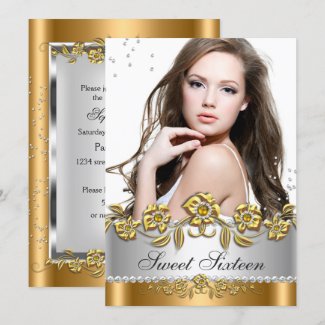Sweet 16 Photo Bronze Gold Silver Diamond Jewel Invitation