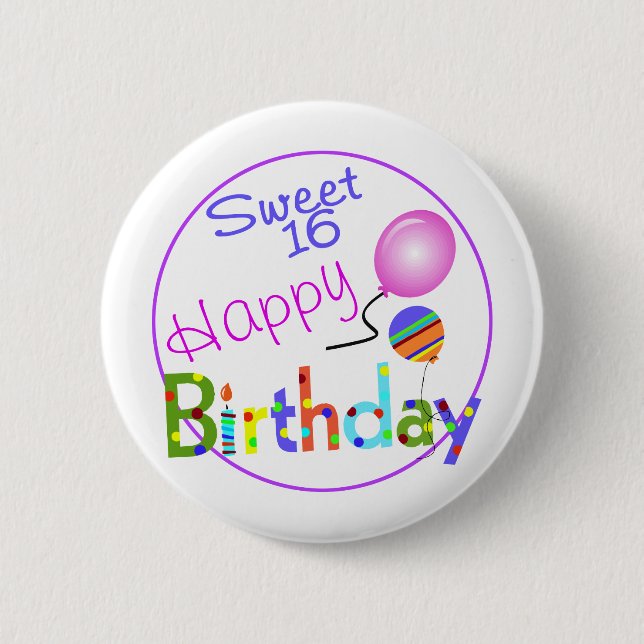 Sweet 16 pinback button (Front)