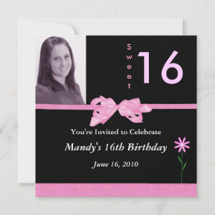 Sweet 16 Pink and Black Invitations
