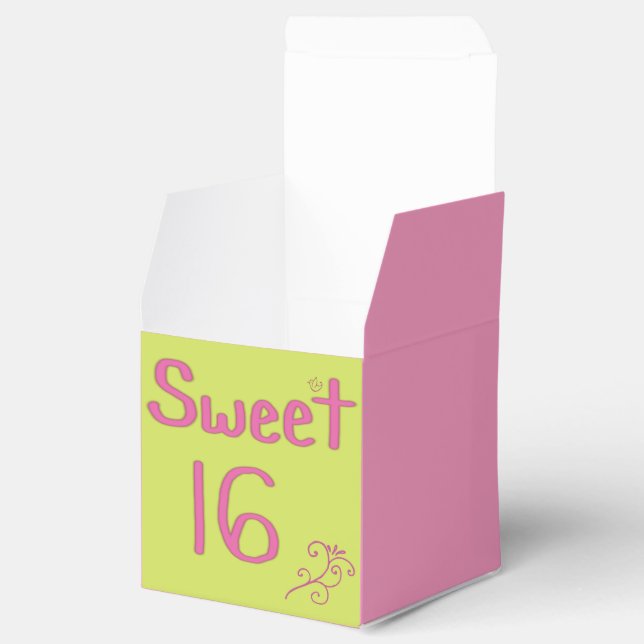 Sweet 16 Pink and Lime Favor Boxes (Opened)