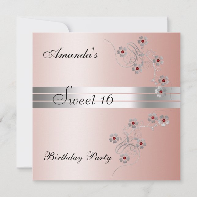 Sweet 16 Pink Birtday Party Invitation (Front)