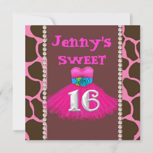 SWEET 16 PINK  Birthday Party Invitations