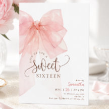 Sweet 16 Pink Bow Birthday Invitation