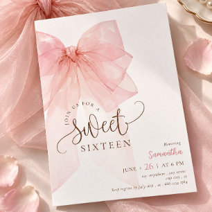 Sweet 16 Pink Bow Birthday Invitation