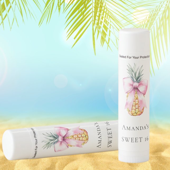 Sweet 16 pink bow pineapple tropical lip balm (Creator Uploaded)