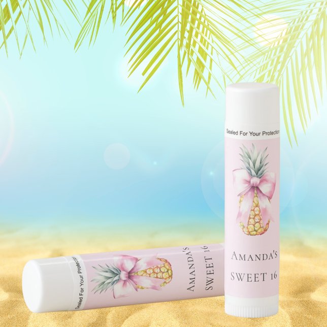 Sweet 16 pink bow pineapple tropical lip balm (Creator Uploaded)