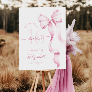Sweet 16 Pink Bow Welcome Sign