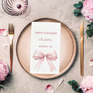 Sweet 16 pink bow white paper guest towels