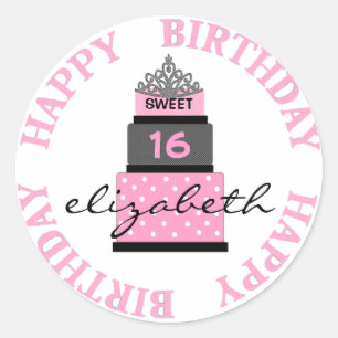 Sweet 16 Pink Cake Classic Round Sticker